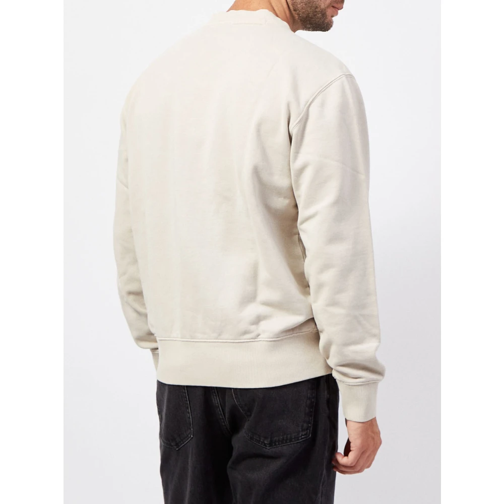 Hugo Boss Beige Katoenen Crewneck Sweater Beige Heren