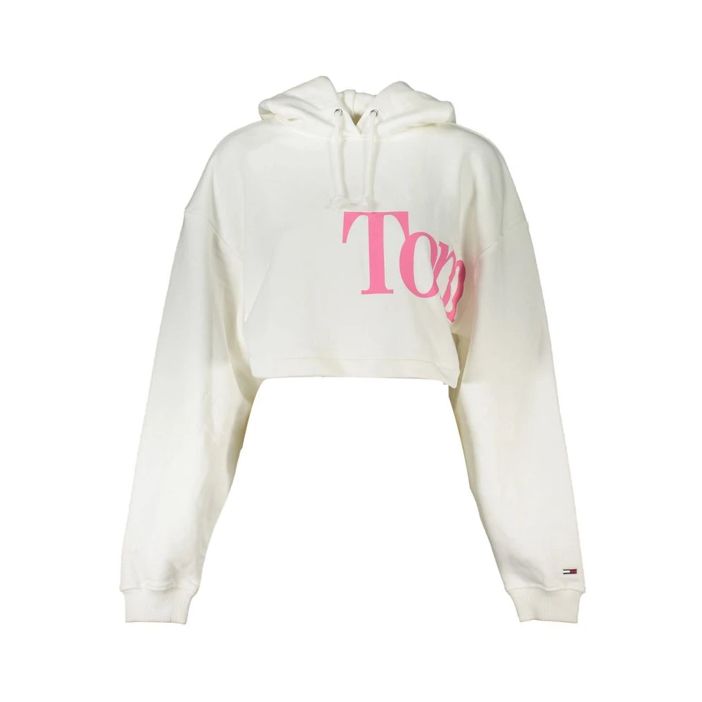 Tommy Hilfiger Women's White Cotton Sweater Hoodie Logo Print
