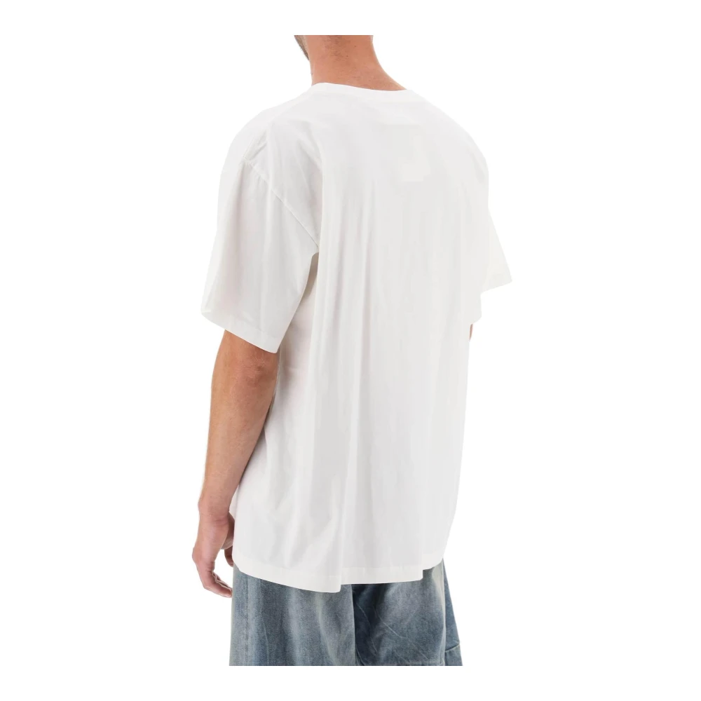 MM6 Maison Margiela T-shirt met numeriek logo en oversized pasvorm White Heren