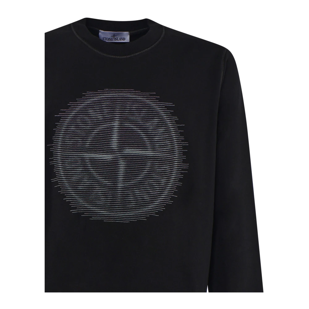 Stone Island Zwarte Katoenen Sweatshirt met Frontprint Black Heren