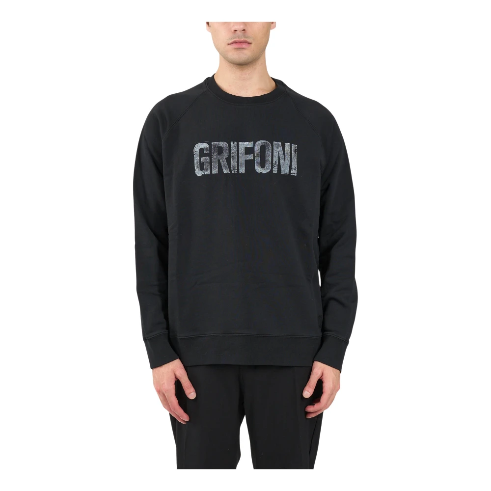 Mauro Grifoni Katoenen sweatshirt met bedrukt logo Black Heren