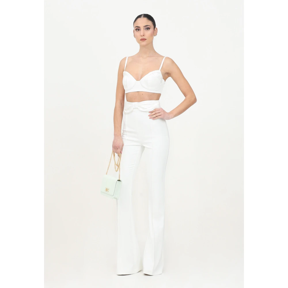 Elisabetta Franchi Ivoor Elegant High-Waisted Palazzo Broek White Dames