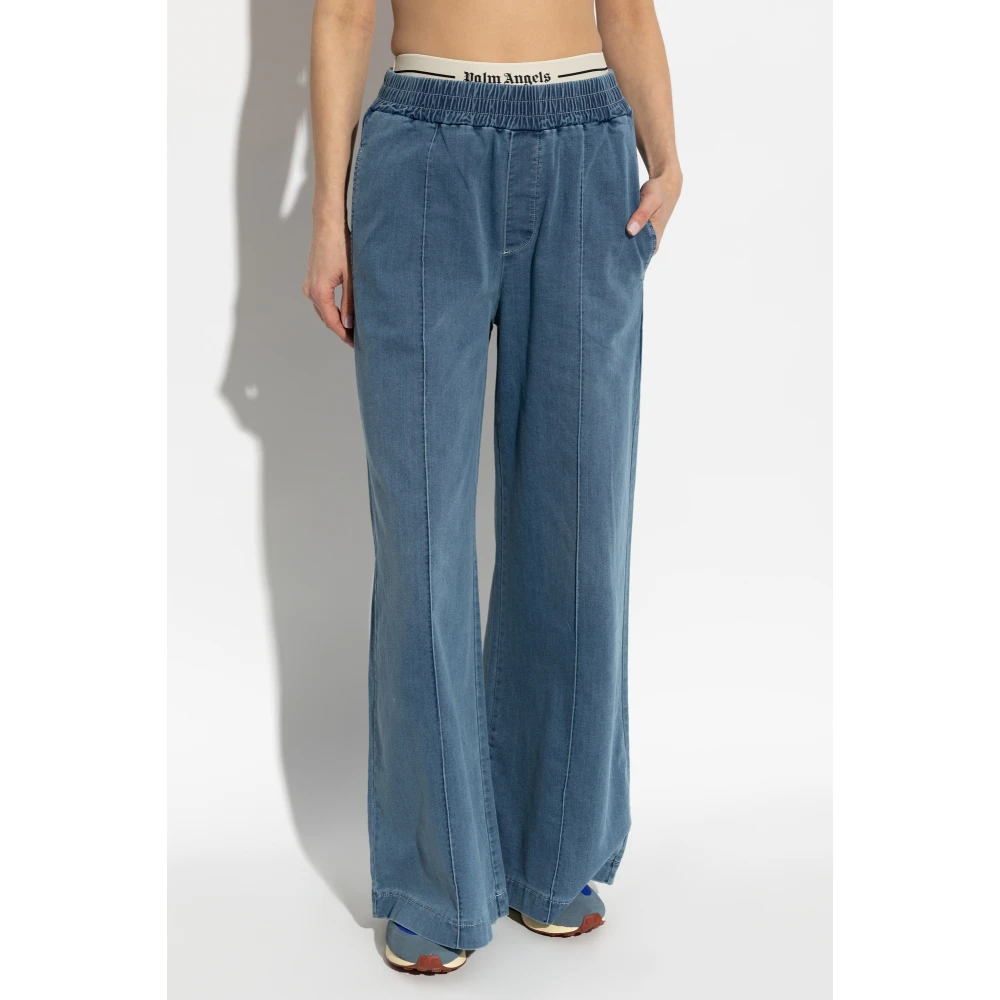 Palm Angels Jeans met logo Blue Dames