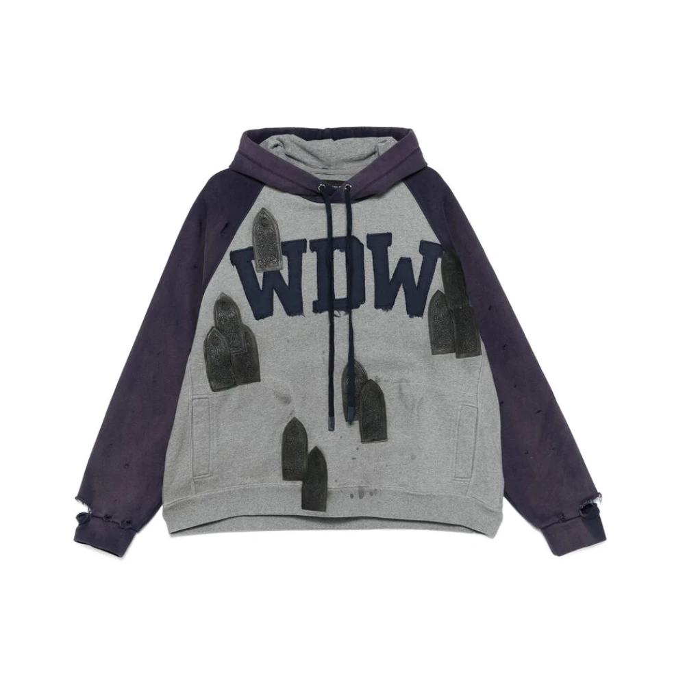 Who Decides War Gedistresseerde Katoenen Trui met Patchdetail Gray Heren