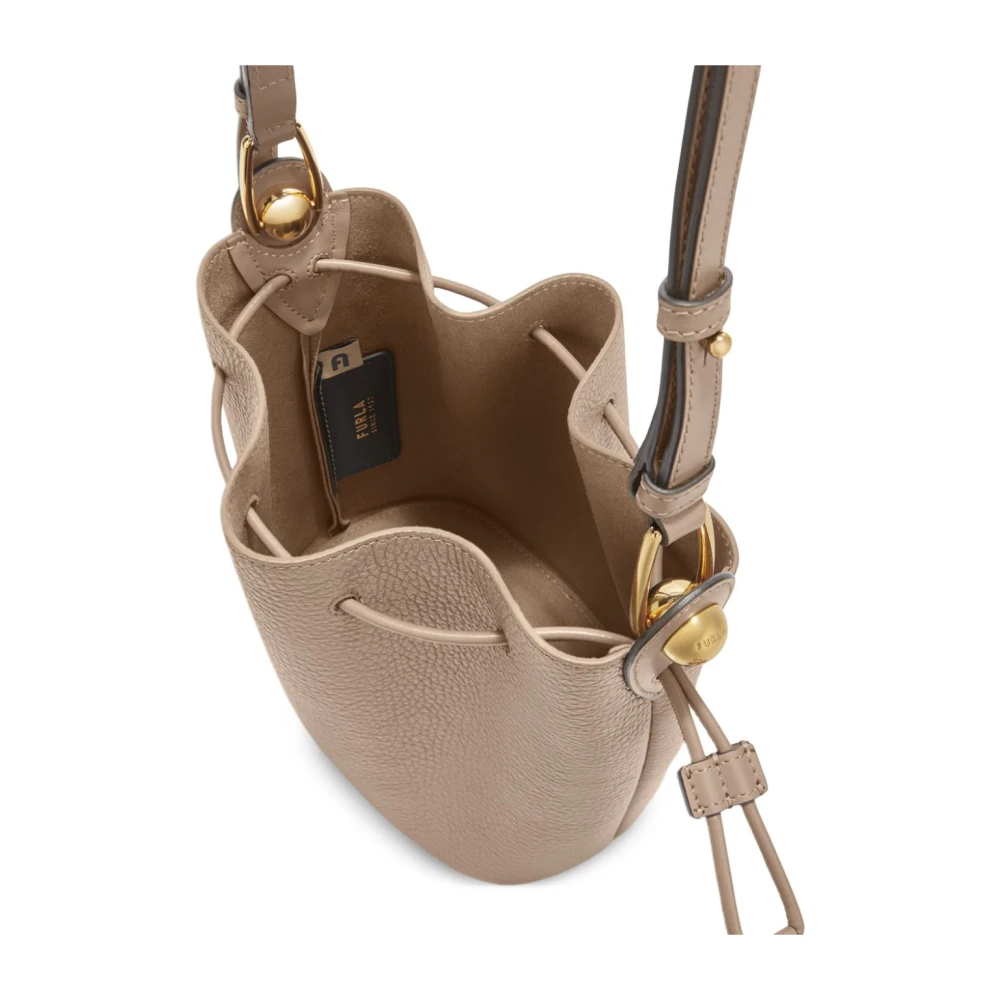 Furla Stijlvolle Trekkoord Schoudertas Gray Dames