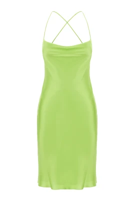 Cowl-neck Satin Mini Dress