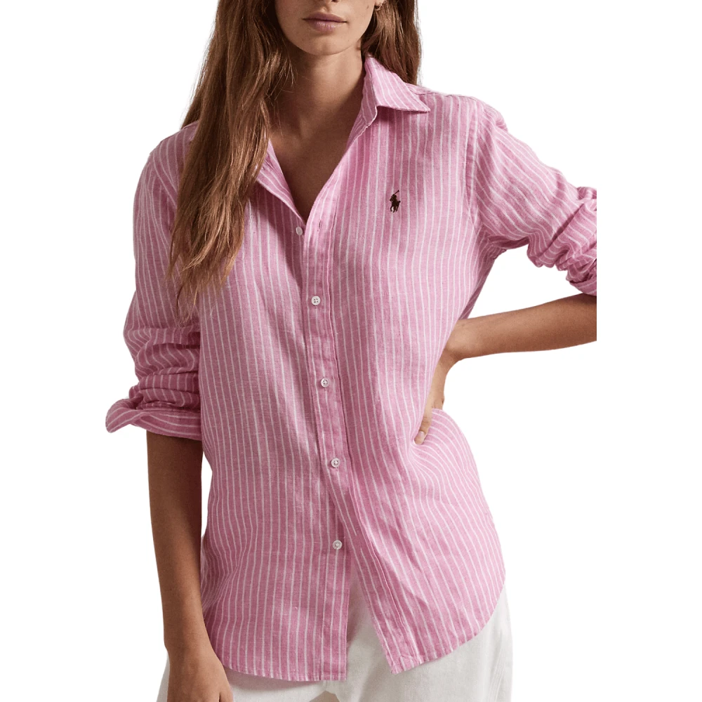 Polo Ralph Lauren Klassieke lange mouw knoop voorkant overhemd Pink Dames