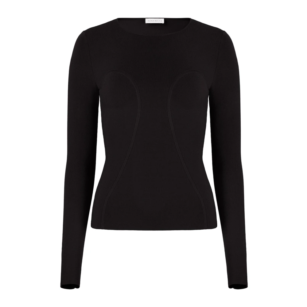 Nina Ricci Zwarte aansluitende longsleeve top Black Dames
