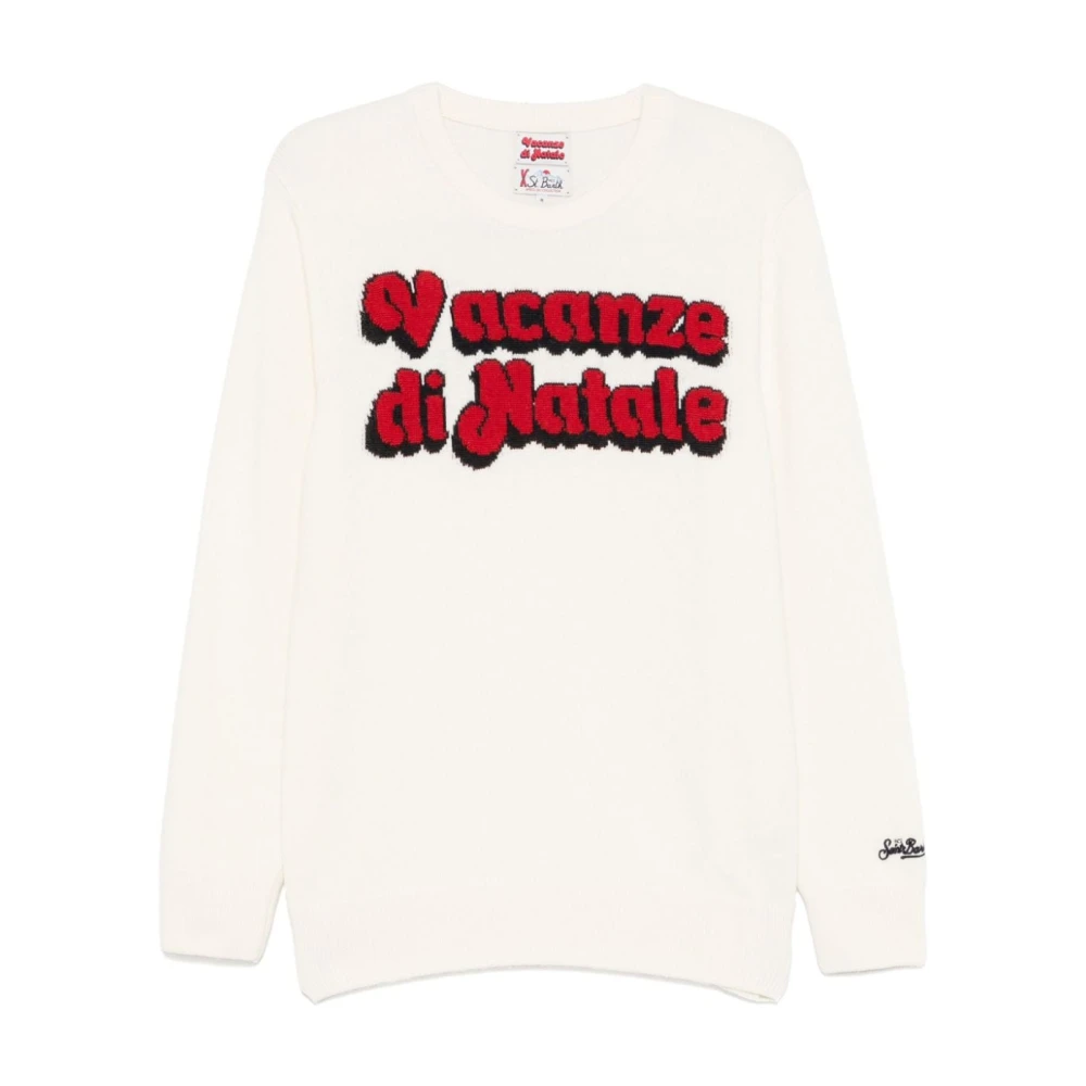 MC2 Saint Barth Geborduurde Ronde Hals Sweater Wit White Heren