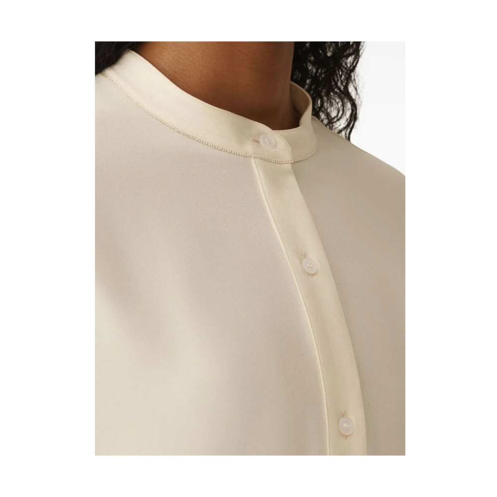 Fabiana Filippi Witte Geknoopte Kraagloze Lange Mouwen Blouse White Dames