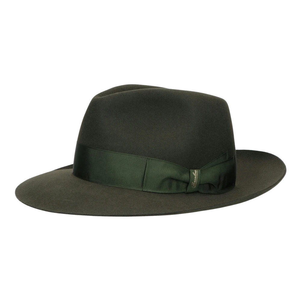 Borsalino Geborsteld Vilt Breedgerande Fedora Hoed Green Heren