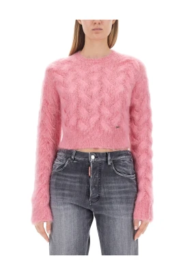 Mohair Cropped Tröja Tillverkad i Italien