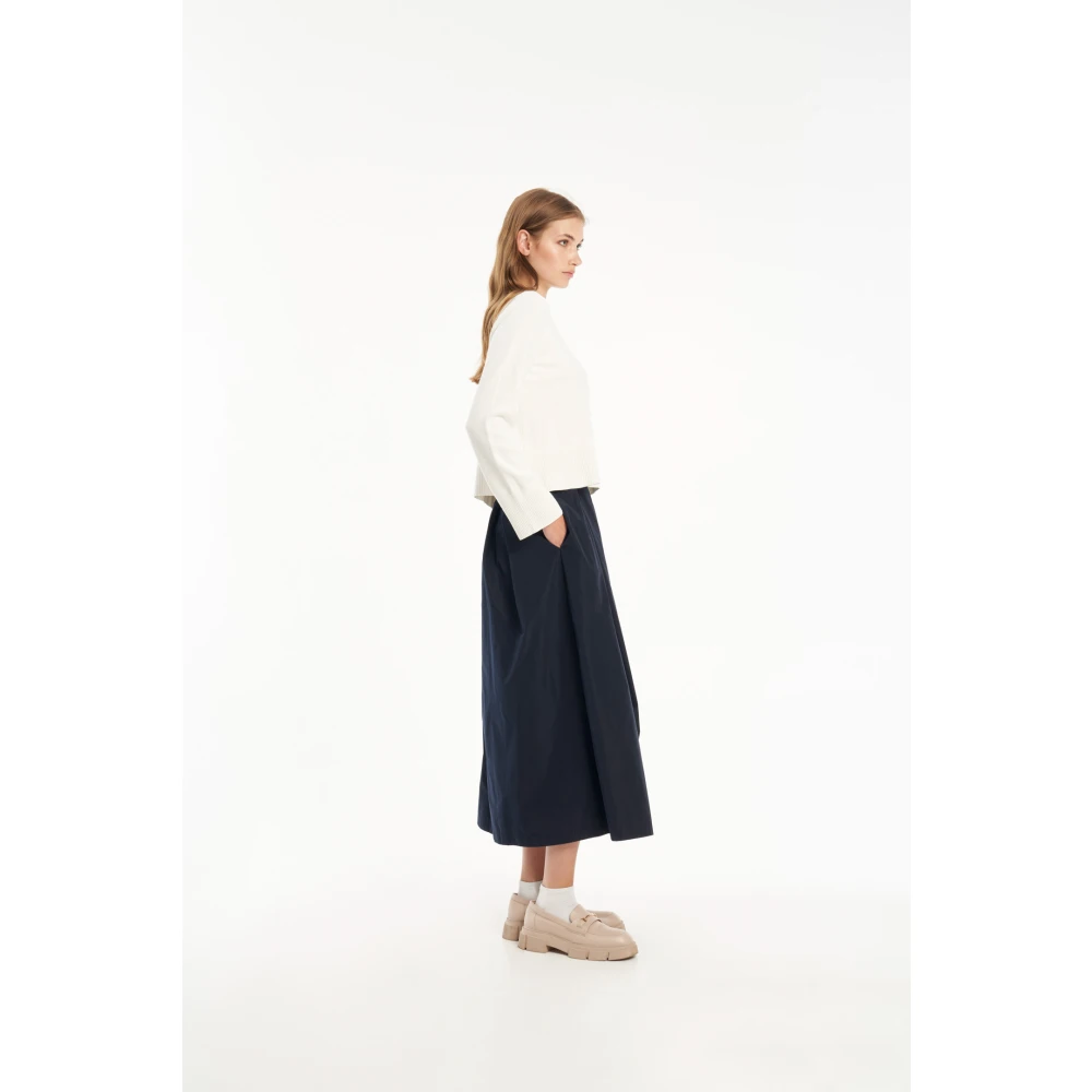 Vicario Cinque Elegante Maxi Rok met Zakken Blue Dames