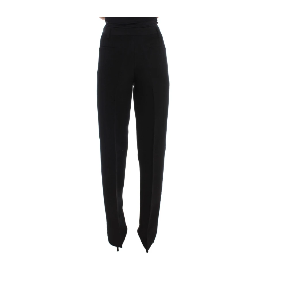 Ermanno Scervino Chique Zwarte Wijde Pijp Zijdeblend Jeans Black Dames