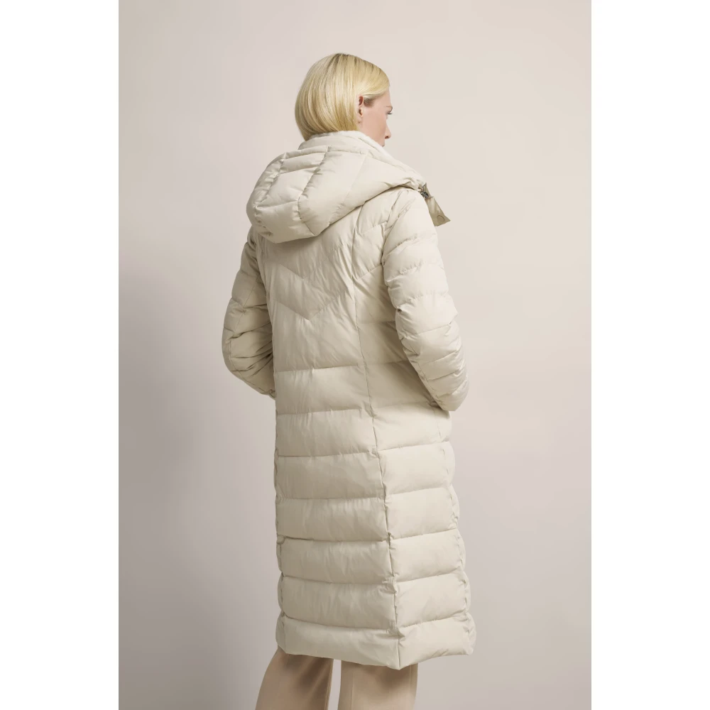 Bugatti Lange gewatteerde jas met afneembare capuchon Beige Dames