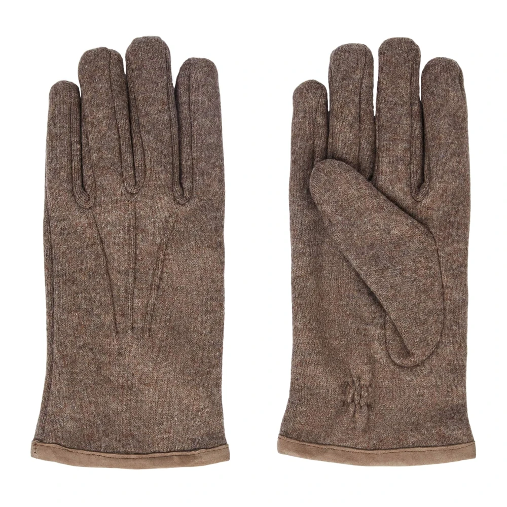 Boggi Milano Wollige Jersey Handschoenen Brown Heren
