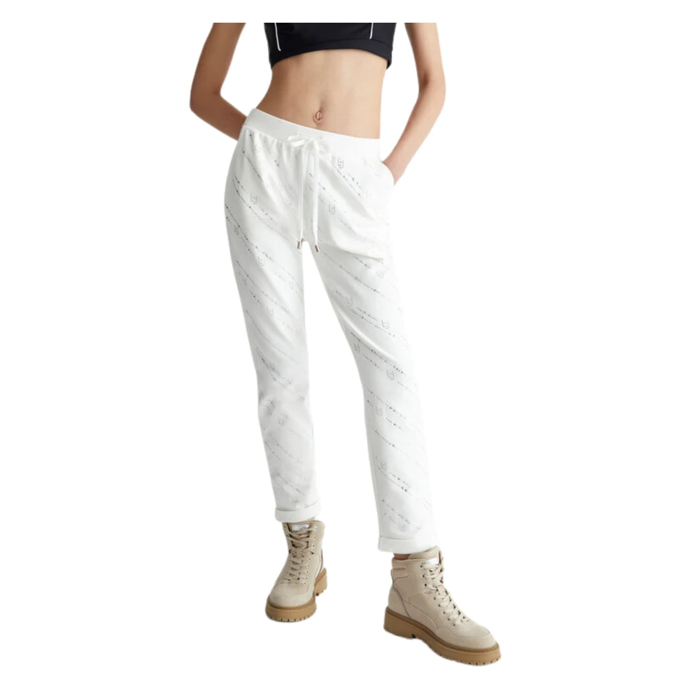 Liu Jo Crème Logo Strass Broek Beige Dames