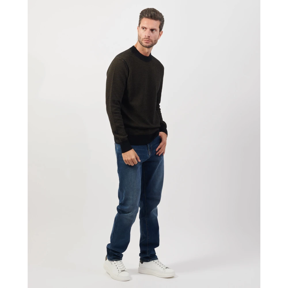 Hugo Boss Zwarte Sweater Regular Fit Bicolor Black Heren