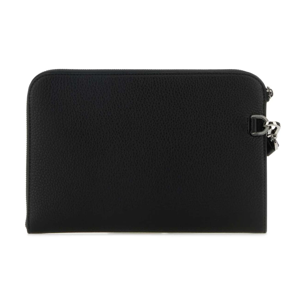 Dolce & Gabbana Stijlvolle Zwarte Leren Pouch Black Heren
