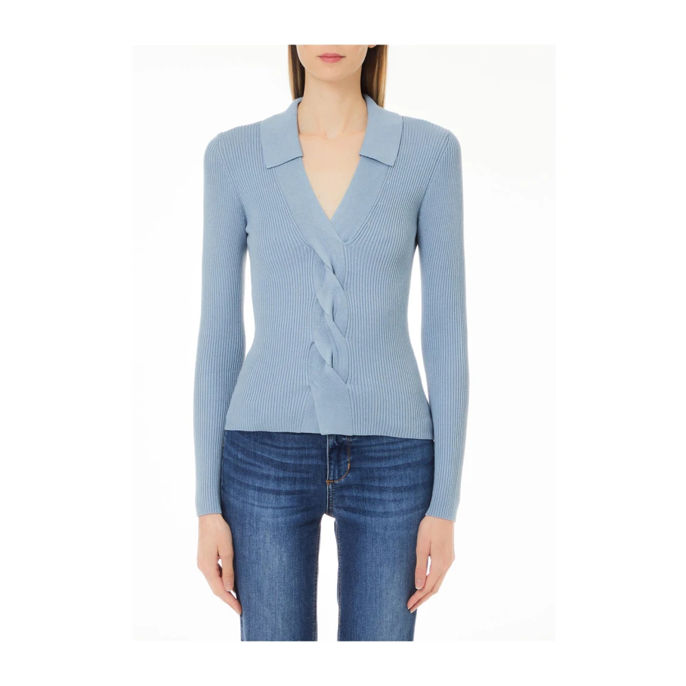 Liu Jo Lichtblauwe Trui Elegant V-Hals Blue Dames