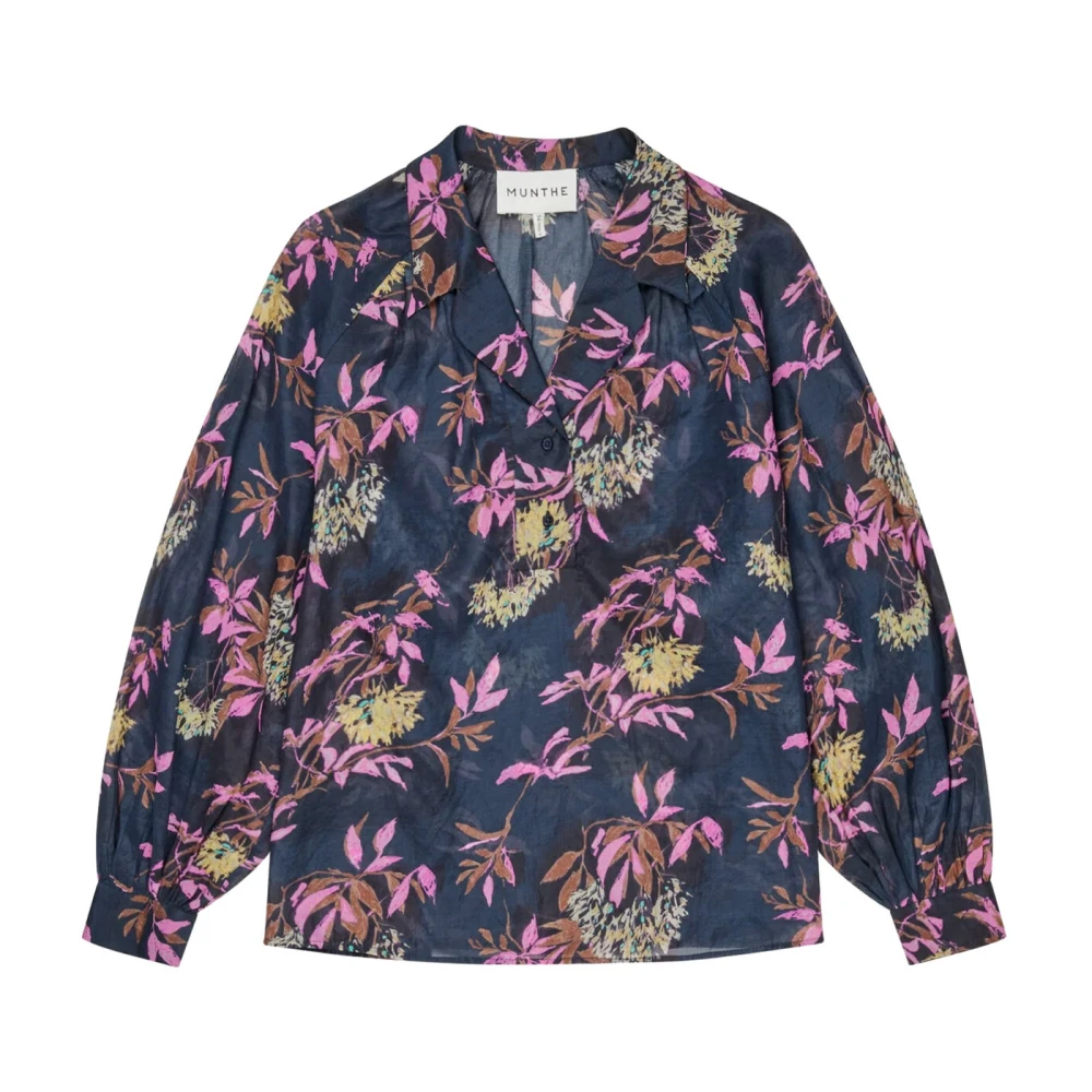 Blomstrete bluse med ballongermer