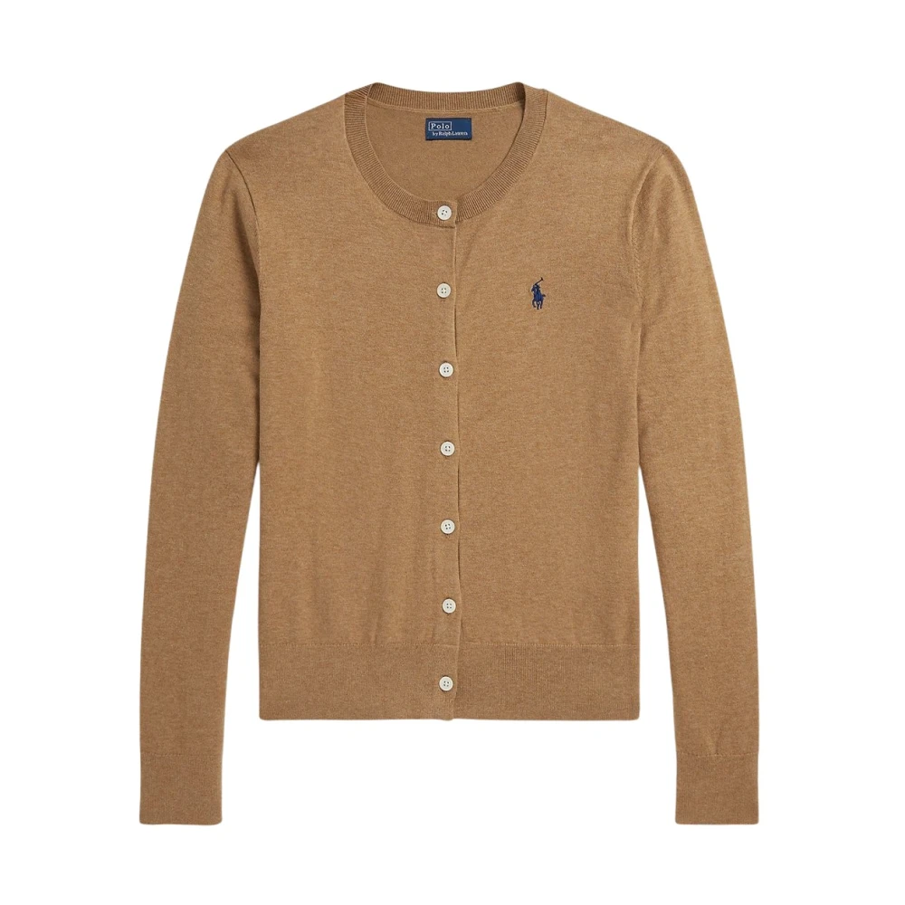 Polo Ralph Lauren Women's Brown Cardigans, S, Crewneck Cardigan
