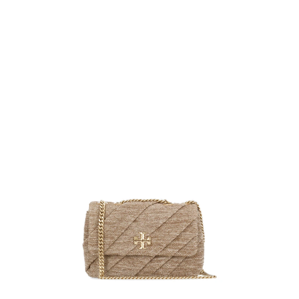 TORY BURCH Beige Rafia Handtas met Kettingband Beige Dames