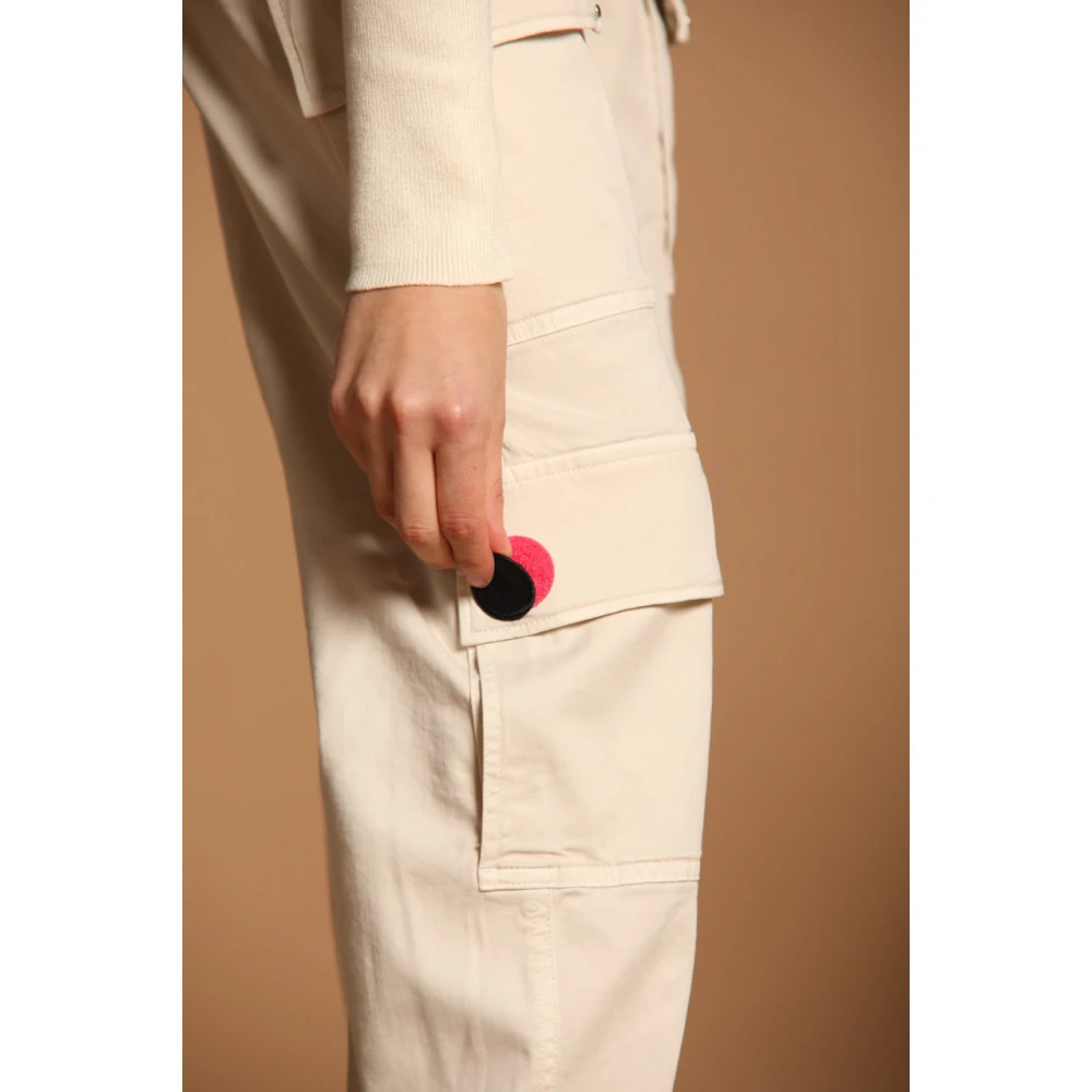 Mason's Curvy Fit Cargo Broek in Gabardine Beige Dames