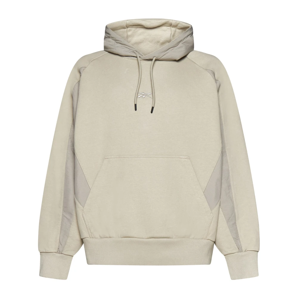 Reebok Beige Geweven Geblokkeerde Hoodie Trui Beige Heren