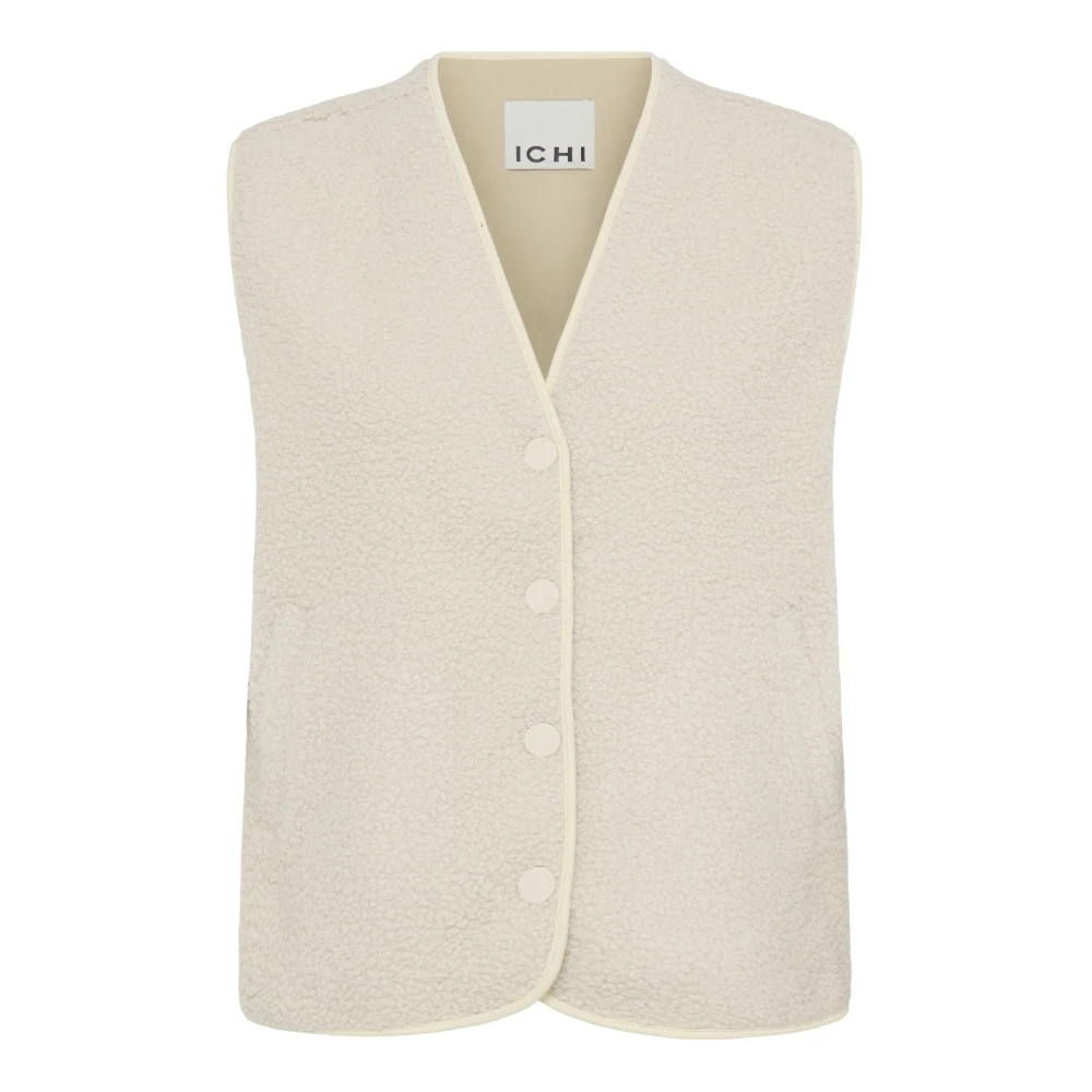 Ichi Donna Bianco - Gilet In Maglia A Collo Rotondo Luls A Righe - Jackets - Xl - Immagine 1