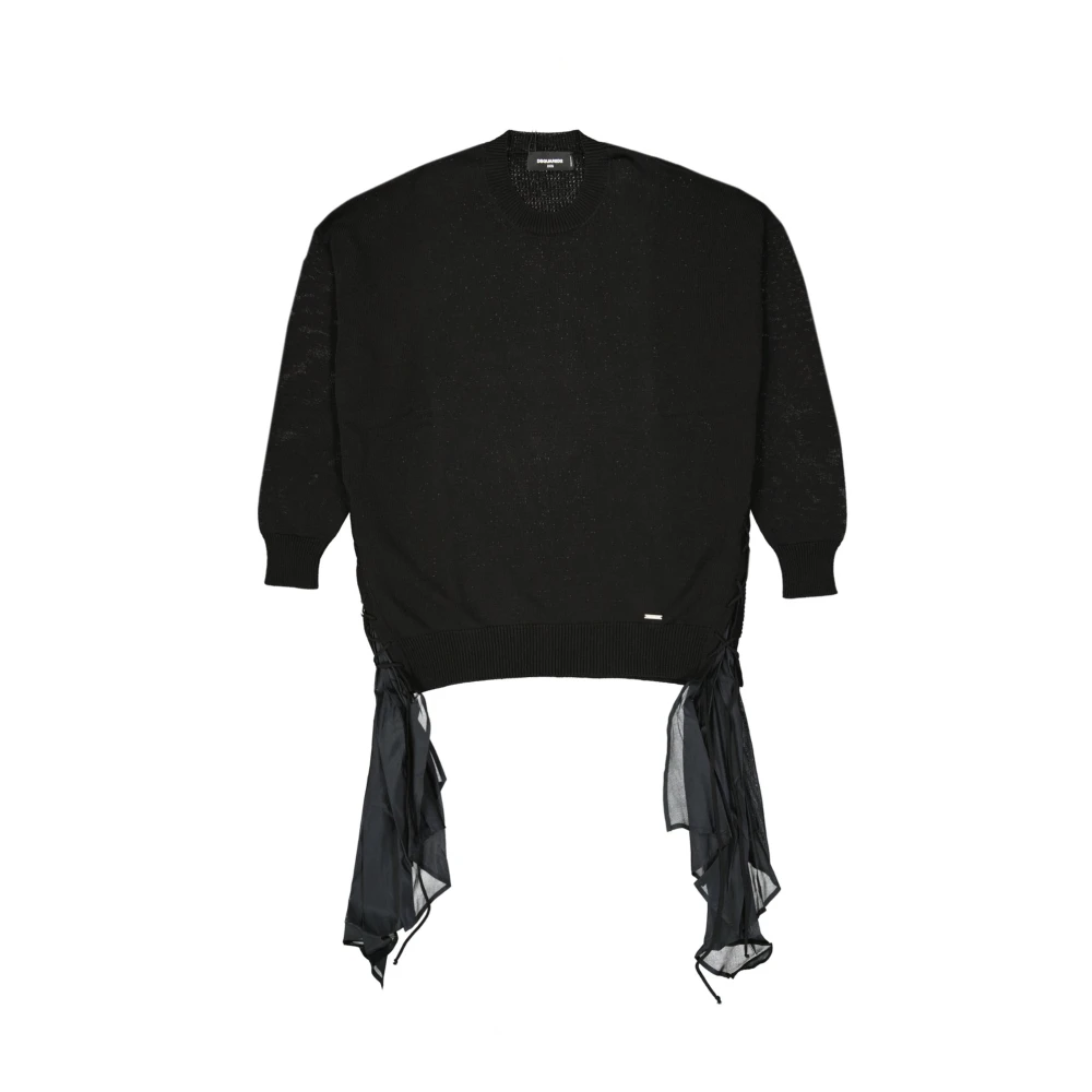 Dsquared2 Katoenen trui met trekkoord detail Black Dames
