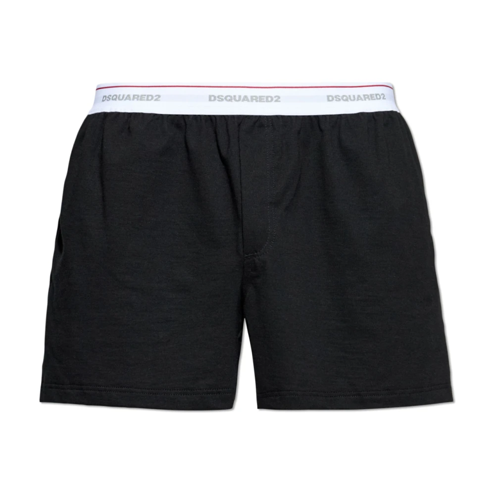 Dsquared2 Mannelijk Zwart Ondergoed Heren, S, Katoen, Cotton Boxer Briefs Met Logo