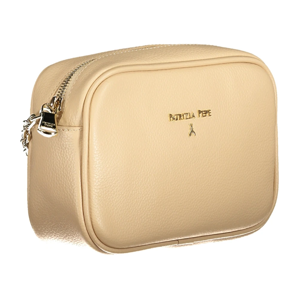 PATRIZIA PEPE Beige Schoudertas met Ritssluiting Beige Dames