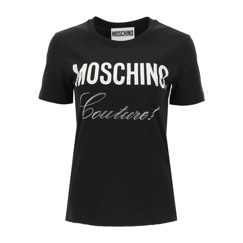 Moschino Kristalversierd T-shirt Black Dames
