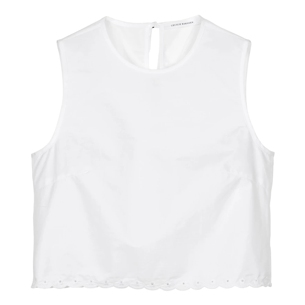 Cecilie Bahnsen Women's White Sangallo Lace Crop Top