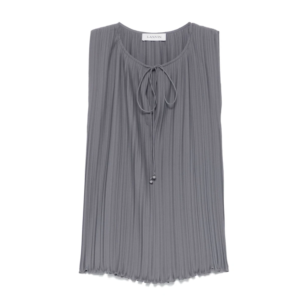 Lanvin Slate Grey Mouwloze Trekkoord Top Gray Dames