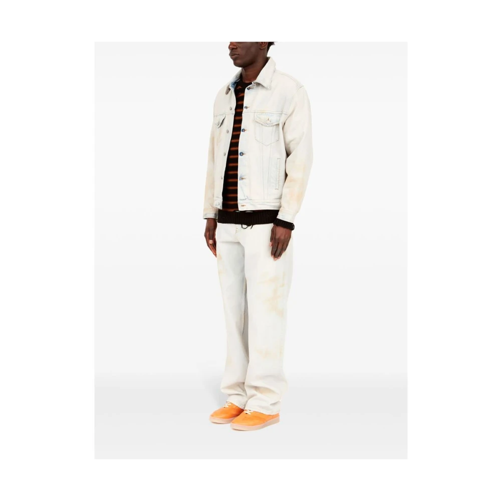 MM6 Maison Margiela Witte katoenen spijkerjas met distressed finish White Heren