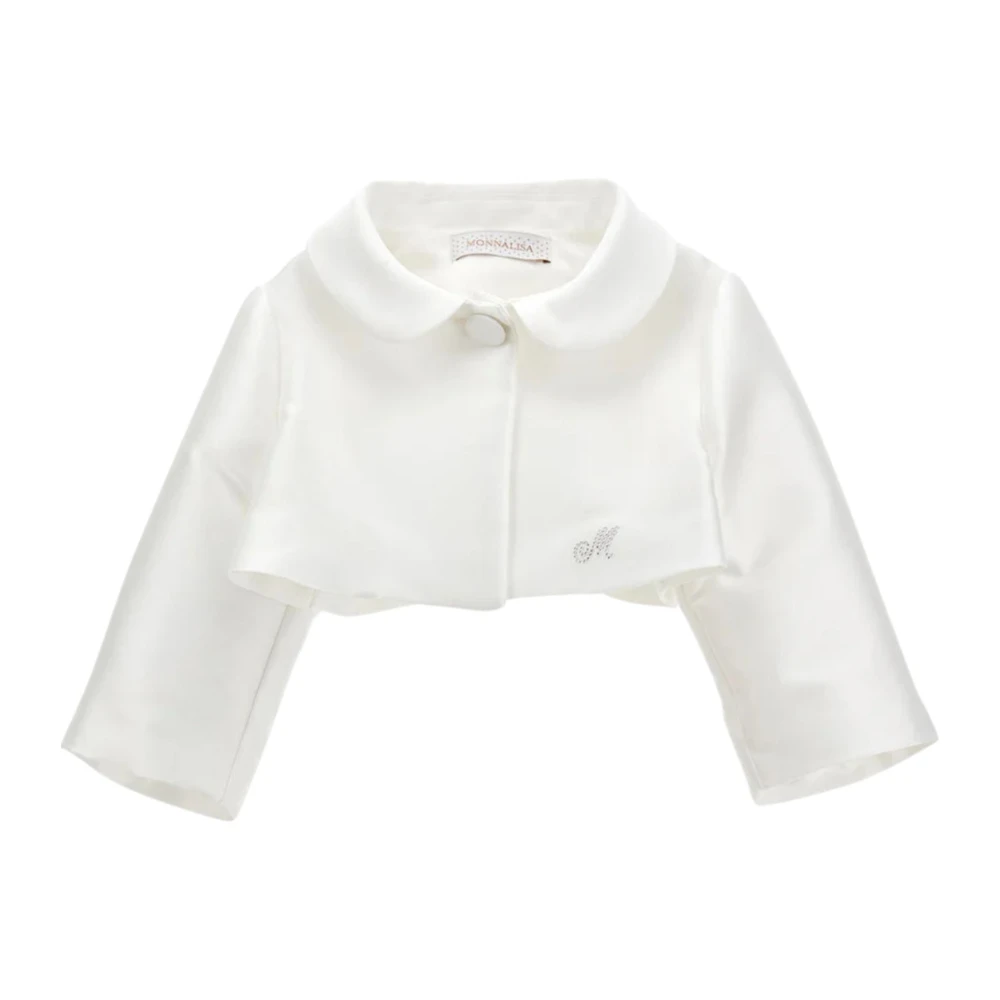 Monnalisa Girls White Light Jackets, 2 Y, Kids Bolero Mikado Ceremony Jacket