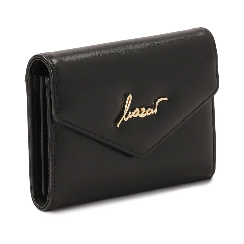 Kazar Compacte leren portemonnee met drukknoopsluiting Black Dames