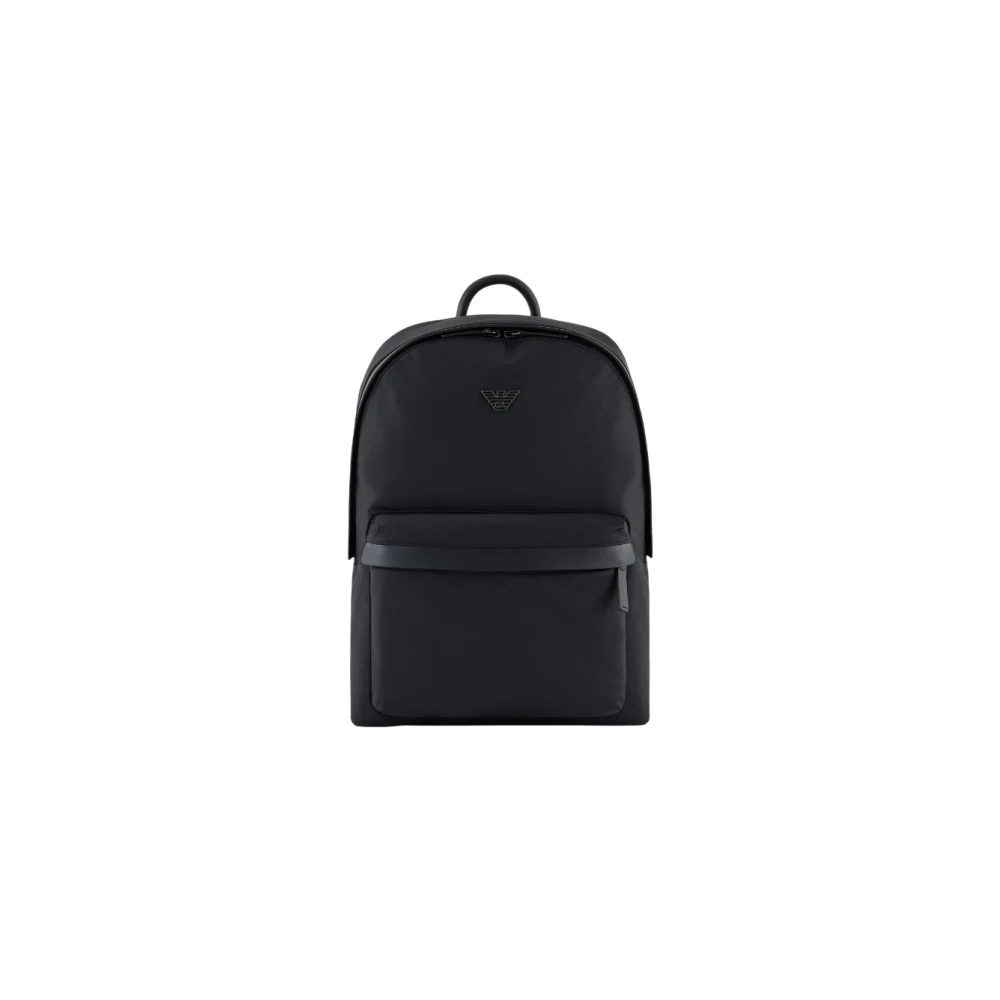 Emporio Armani Mannelijk Zwart Tassen Heren, One Size, Nylon, Nylon Rugzak Met Dubbele Rits,
