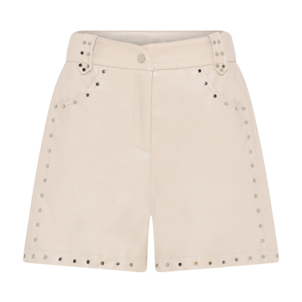 Bruuns Bazaar Vegan Leder Shorts met Studs Beige Dames