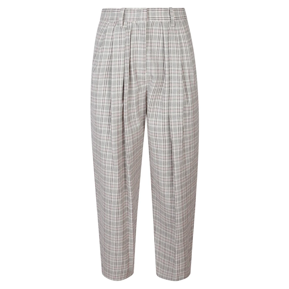 Marant Étoile Women's Multicolor Tapered Trousers, Xs, Pleated Check-Pattern Trousers
