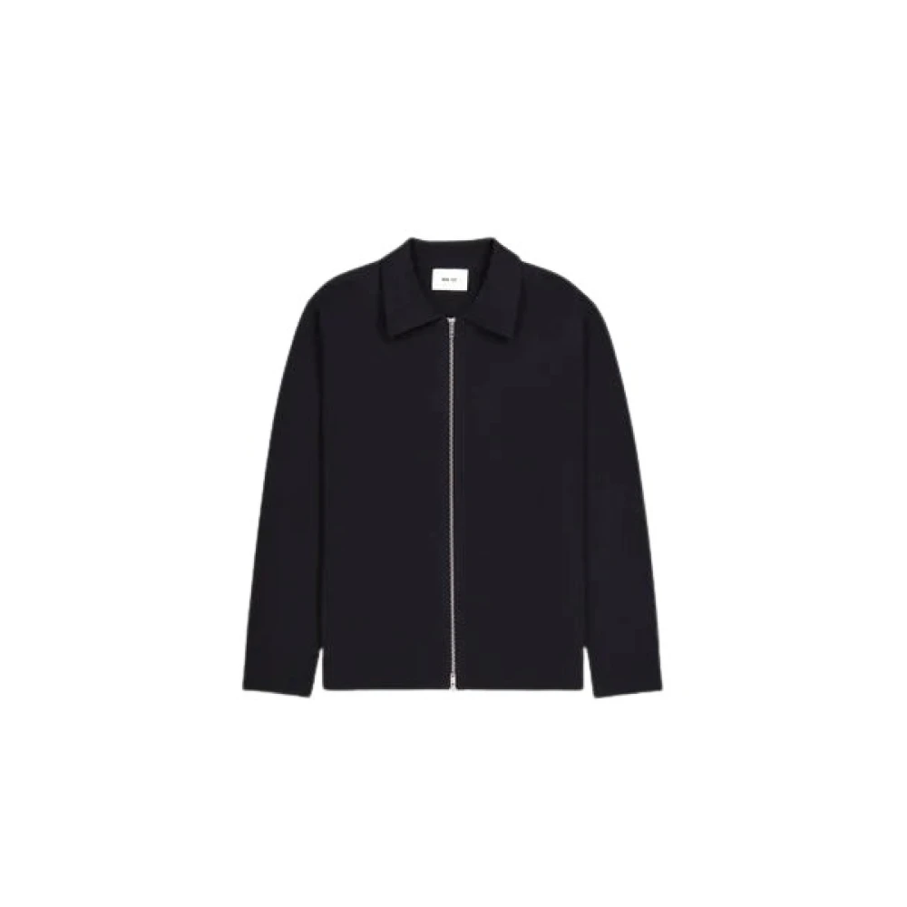 Nn07 Navy Blue Full Zip Gebreide Trui Black Heren
