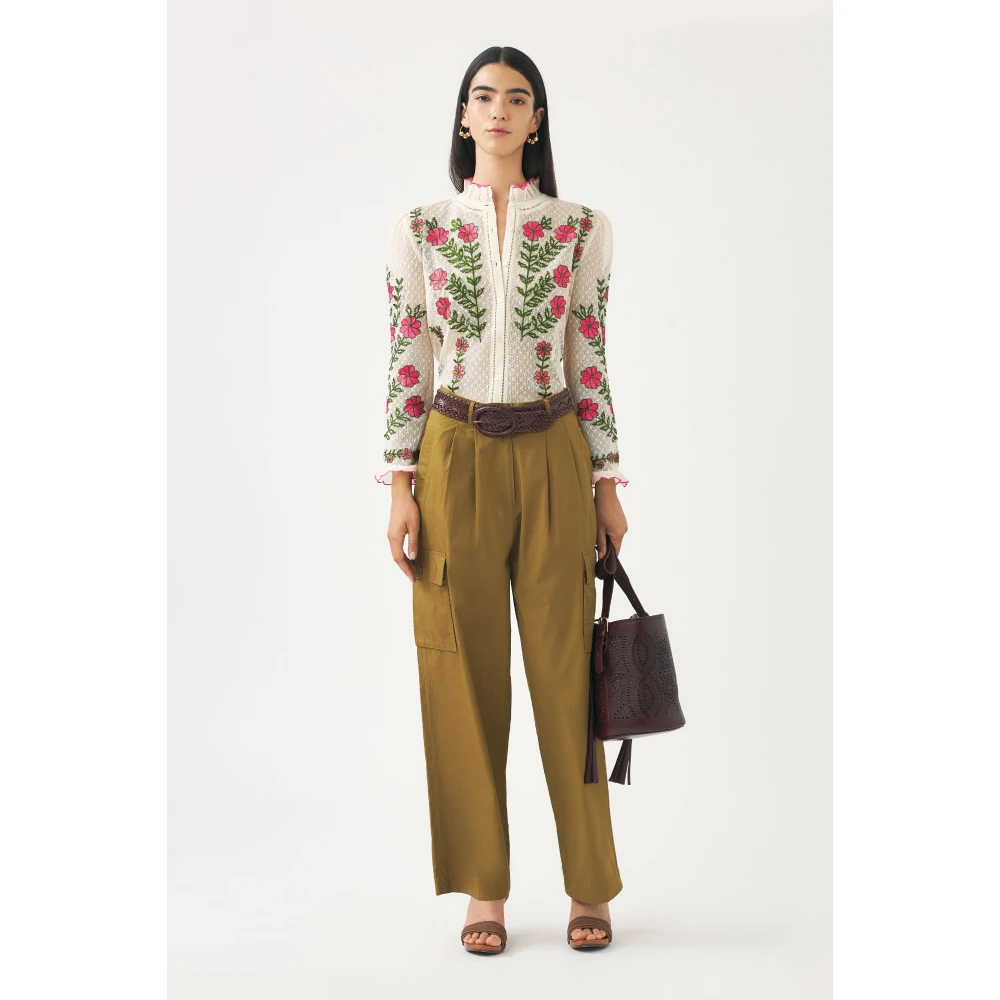 Antik batik Geborduurde kanten blouse Ario Multicolor Dames