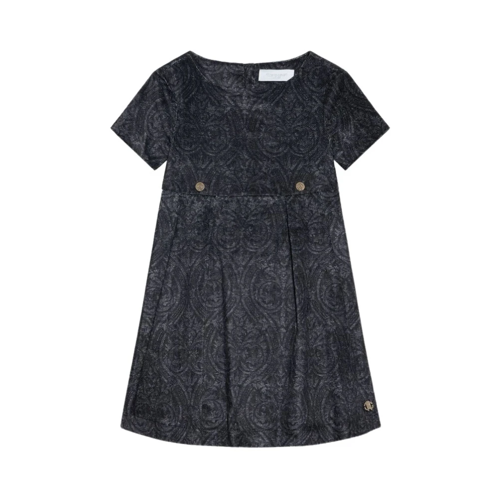 Roberto Cavalli Girls Black Dresses, 10 Y, Florentine Elegance Jacquard Dress