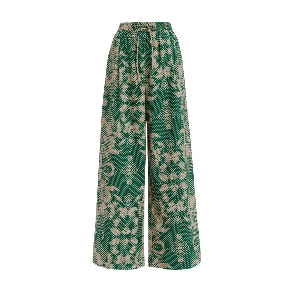 Essentiel Antwerp Geometrisch Print Wijde Pijp Broek Green Dames