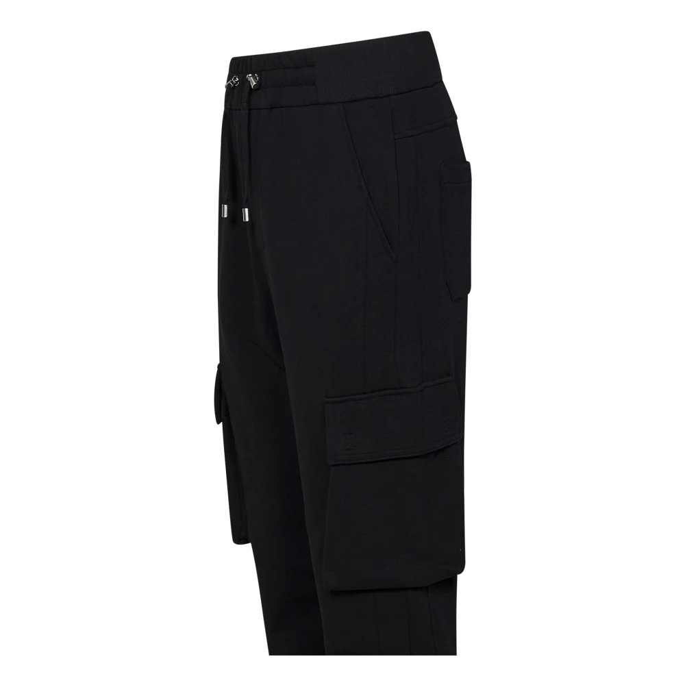 Balmain Zwarte Broek met Geribbelde Details Black Heren