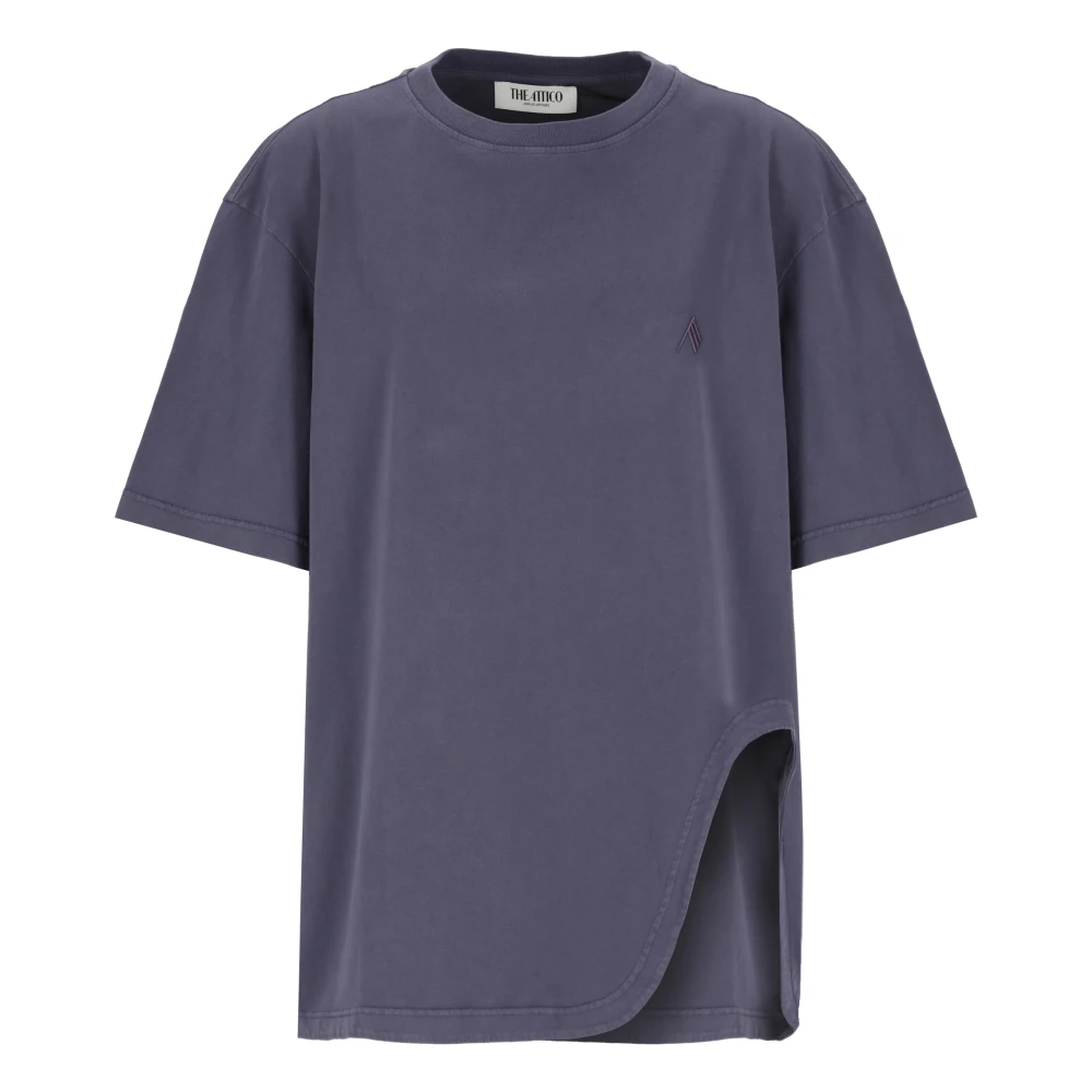 The Attico Paarse Katoenen T-shirt met Geborduurd Logo Purple Dames