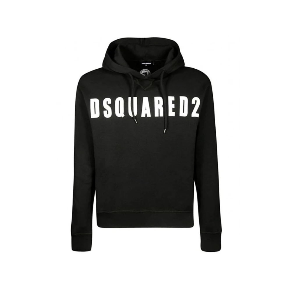 Dsquared2 Zwarte Logo Sweatshirt met Italiaanse Stof Black Heren