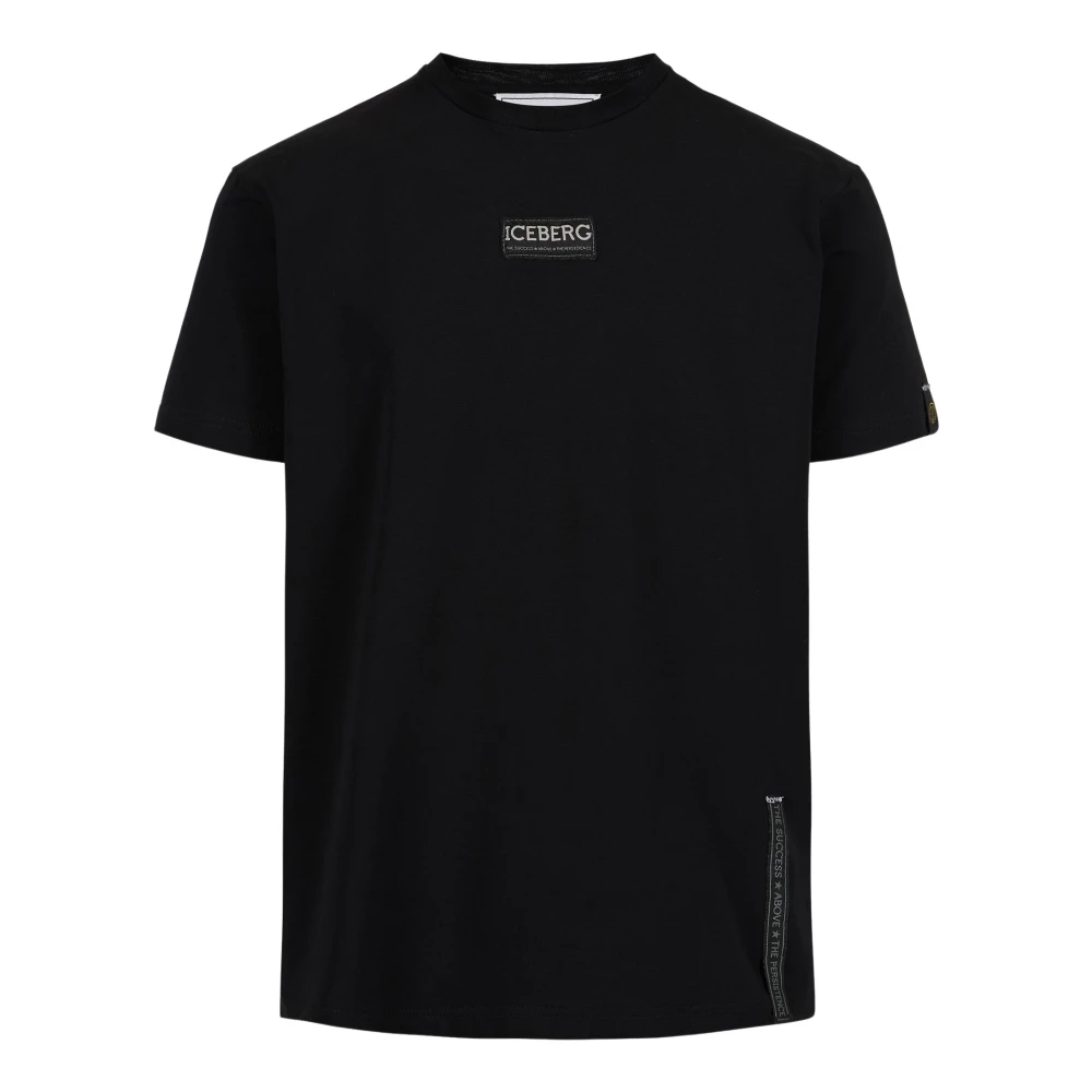 Iceberg Slim-fit svart T-shirt i bomullsjersey Black, Herr